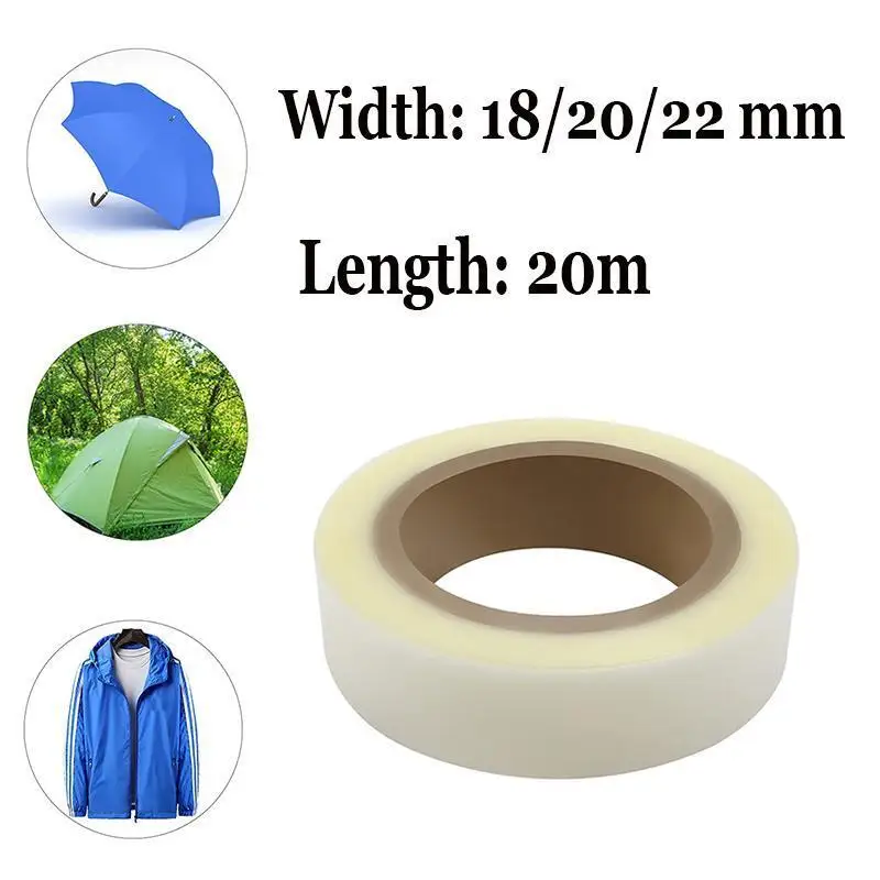 1~3 Rolls Length 20 Meters Width 18/20/22 Mm Waterproof PU Coating Fabric Seam Sealing Tape Hot Melt Repair Tape