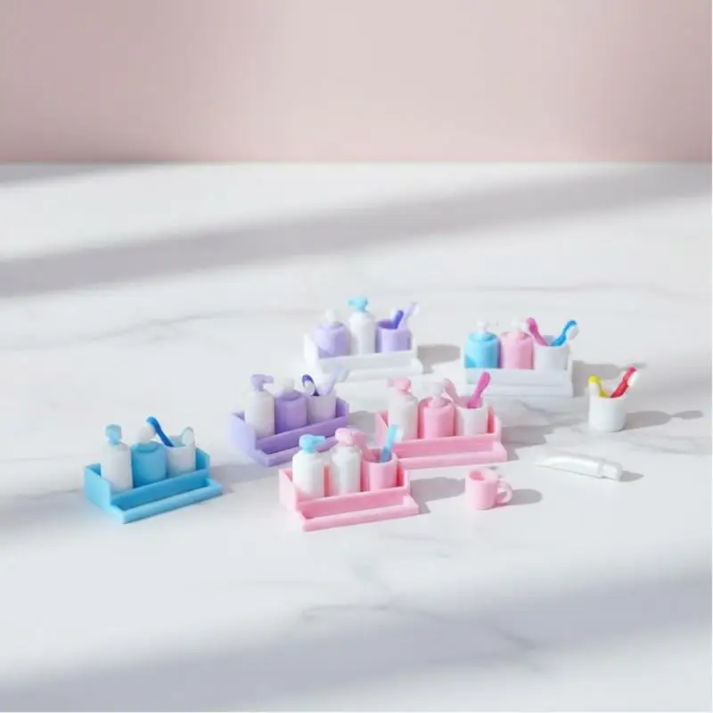 1 Set Doll House Furniture Accessories Toy 1/12 Dollhouse Miniature Mini Cup Toothpaste Toothbrush
