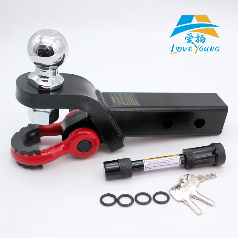 Trailer Hitch Ball Mount with Tow Shackle and 3/4