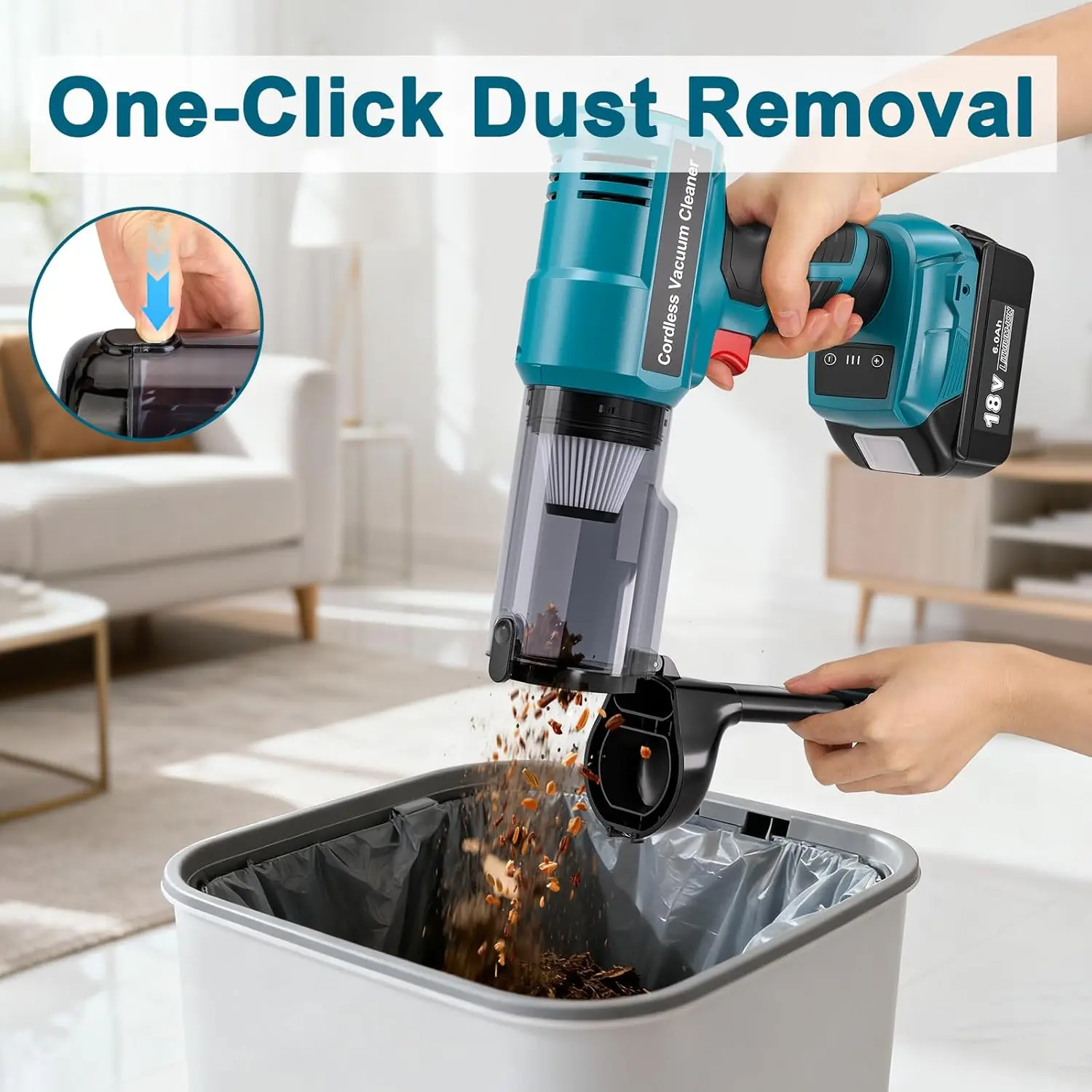 VC05 Portable Brushless Motor Vacuum Cleaner for Makita/DeWalt/Milwaukee/Bosch/Ryobi 18/20V Li-ion Battery with Speed Adjustment