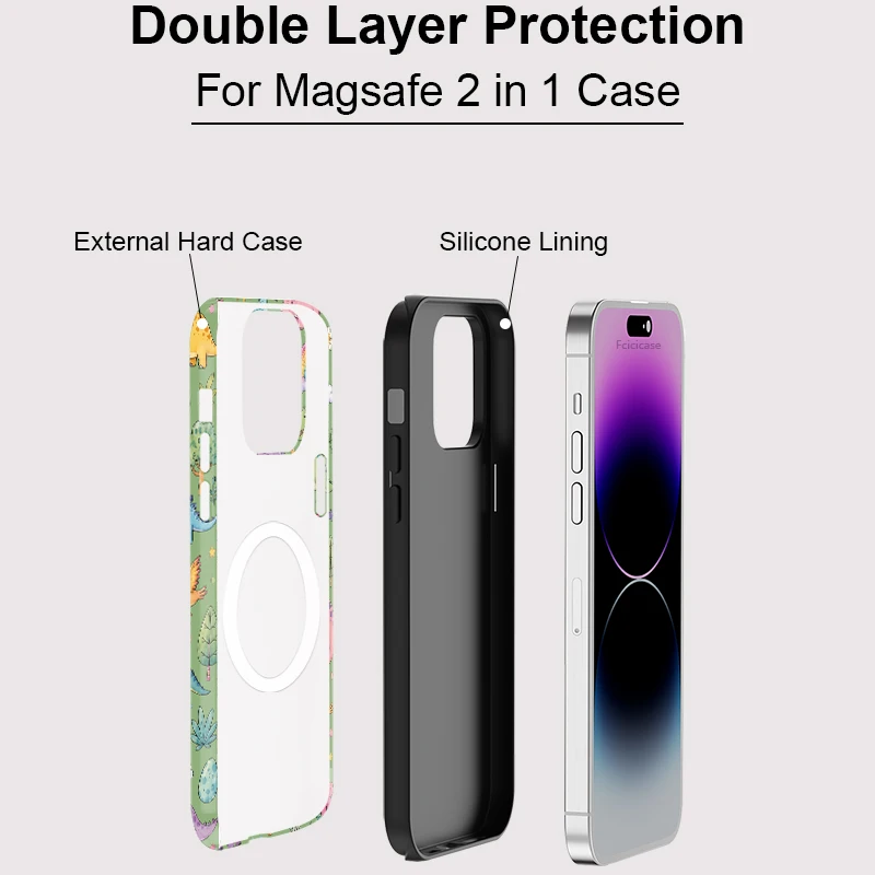 Fcicicase Matte Phone Case For iPhone 17 Air 16 Pro Max 15 14 Plus 13 12 Dinosaur Animals Pattern Magnetic For Magsafe Cover - view 3