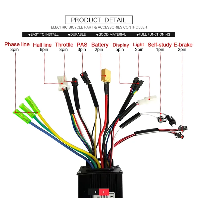 

Высокопроизводительный бесщеточный контроллер для электронного велосипеда 500/750 Вт, 36 В, 48 В, 26 А, трехрежимные детали SM для электровелосипеда/электрического скутера