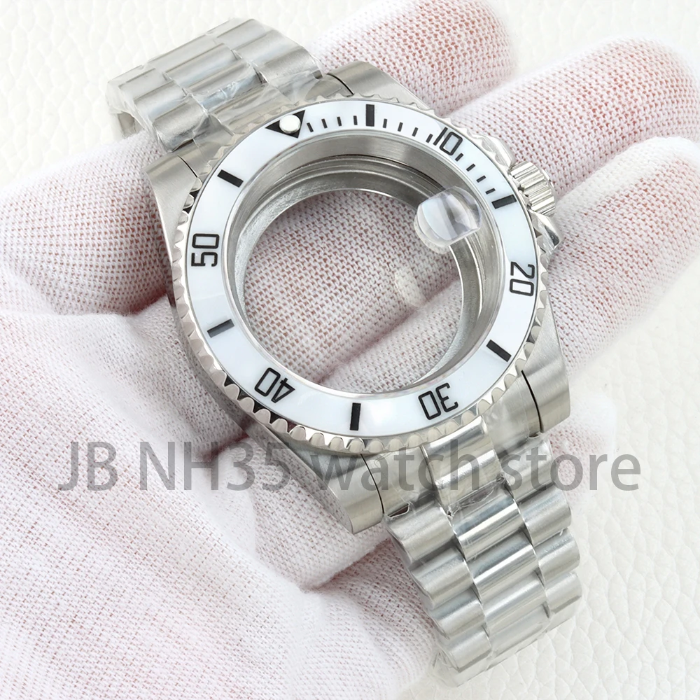 40 مللي متر NH35 حالة الياقوت الزجاج ل Sub NH34 NH35 NH36 NH38 حركة الصلبة 316L الفولاذ المقاوم للصدأ سوار الرئاسية 28.5 مللي متر الهاتفي