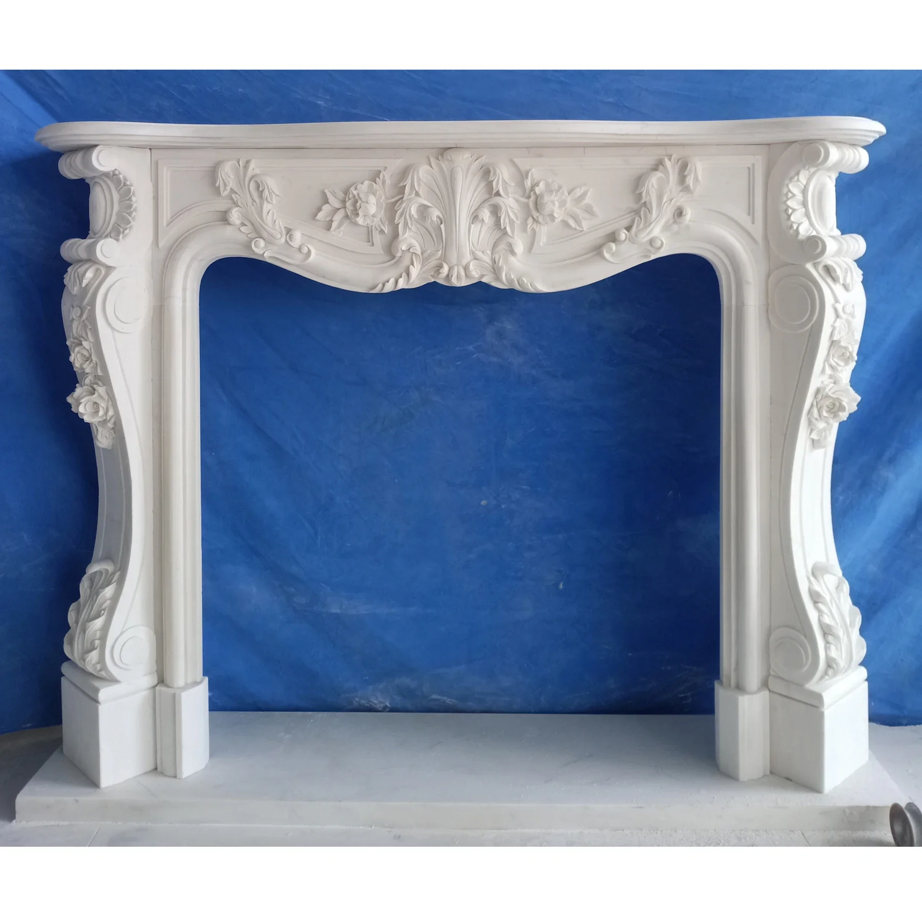 Carved Natural Stone Fireplace Mantel Surround Custom Made Classic French Style Stove Marble Living Room Furniture Chimney