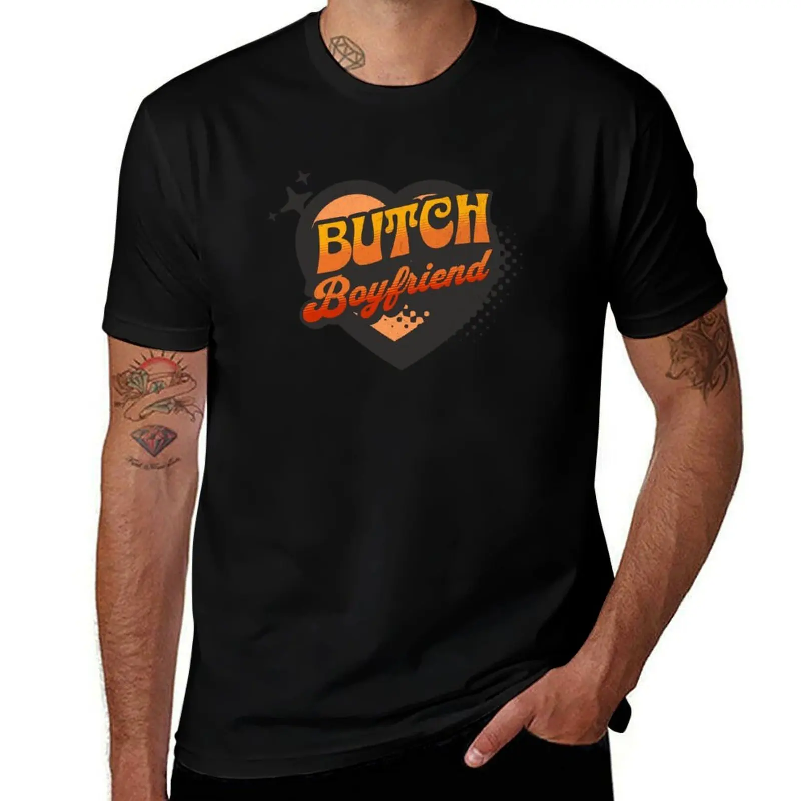 Butch Boyfriend Heart T-Shirt Basic Simple Casual Short Sleeve Tee