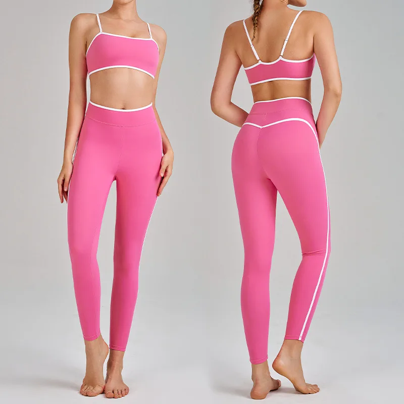 New High Waist Yoga Set – Tummy Control, Butt Lifting & Slimming Racerback Sports Bra + Leggings for Running & Gym