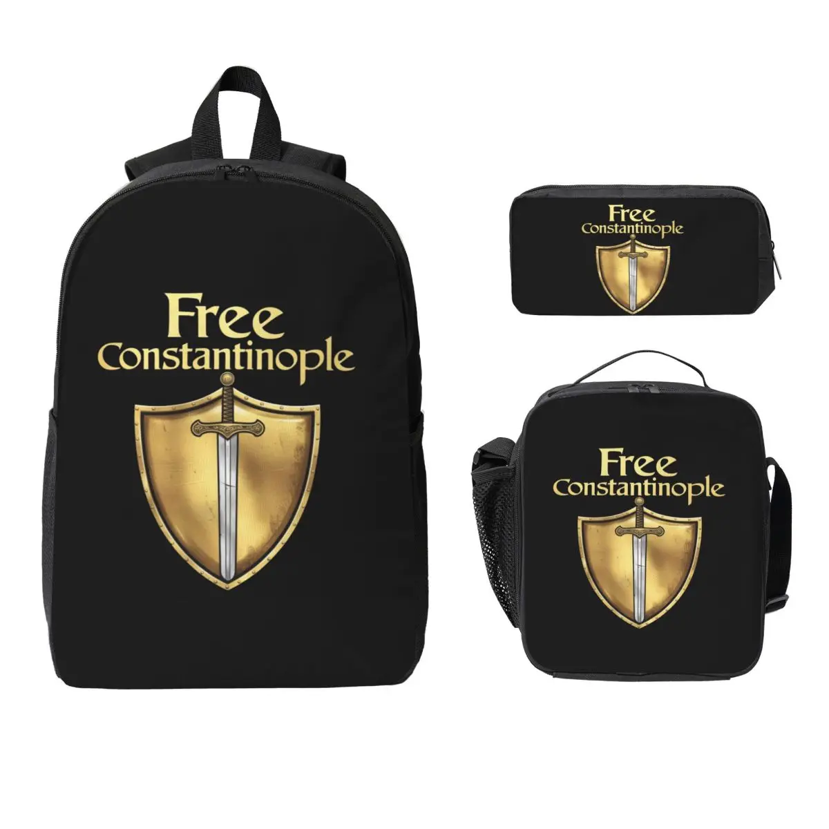 Free Constantinople Bold Historical Statement Backpack BookBag School Bag Shoulder Bags 3ps Insulated Lunch Bag Pencil Case