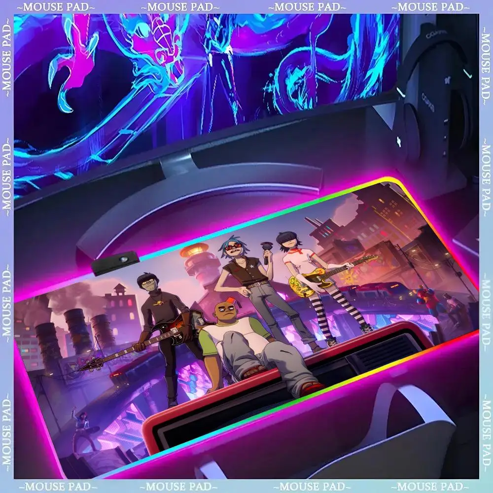 

Band Gorillaz Mouse Pad Gamer Luminescence Led Mouse Pad Gaming Table Rgb Deskmat Keyboard Pc Mousepad