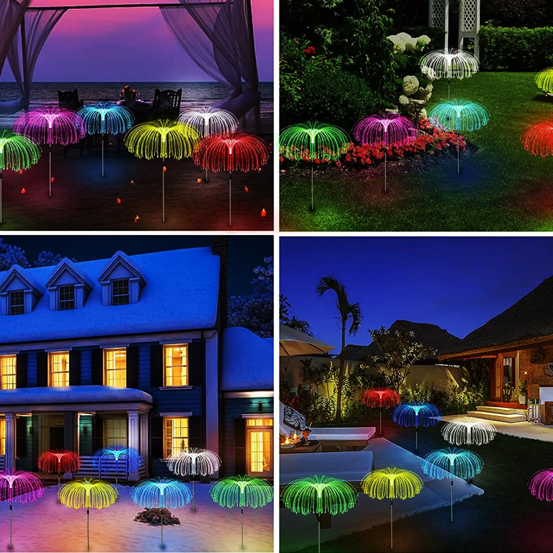 Outdoor LED Solar Garden Lights 7 Color Changing Waterproof Solar Jellyfish Lawn Lamp For Yard Garden Pathway Patio