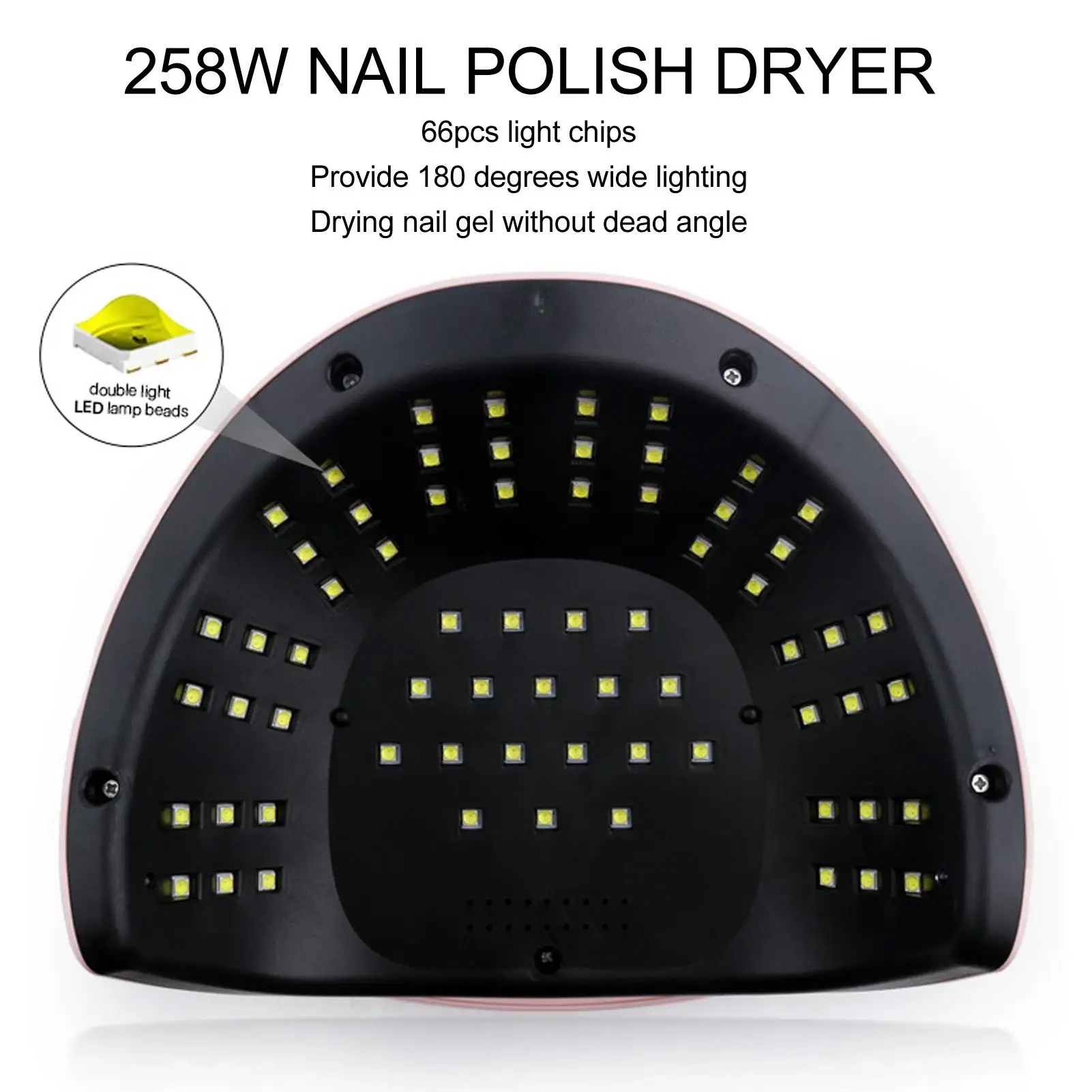 258W Nail Gel Dryer with 66 Light Chips, Multi-Timing & Detachable Base - 100-240V Curing Lamp for Nail Polish