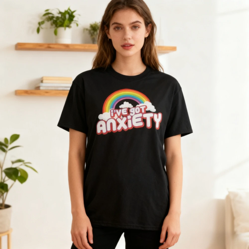 I've Got Anxiety Tee Anxiety Rainbow Printed Shirt Men Women Daily Life Cotton Tshirt Attention To Anxiety Disorders T-shirt