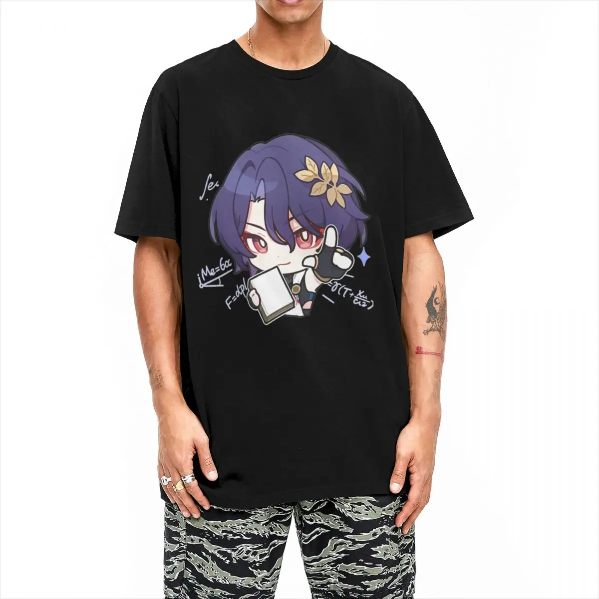 Dr. Ratio Honkai- Star Rail Acheron T-Shirt Hipster T Shirts Short Sleeve Streetwear Tshirt Cotton O-Neck Plus Size 5XL Tees