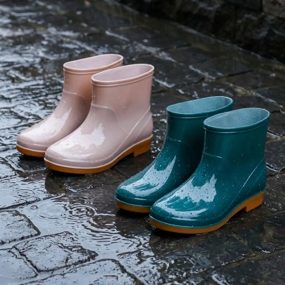 Non-slip Women's Short Rain Boots Low-top Waterproof Garden Rain Shoes Lightweight Durable Water Shoes For Outdoors,Kitchen,Work
