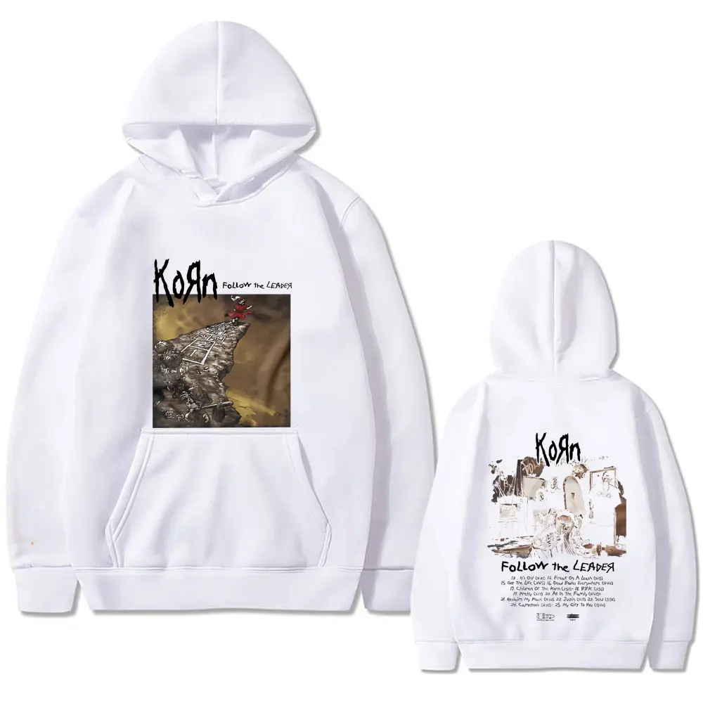 Rock Band Korn Follow The Leader Graphic Hoodie Male Oversized Pullover Rare Nu Metal Music Hoodies Men Women Gothic Sweatshirt