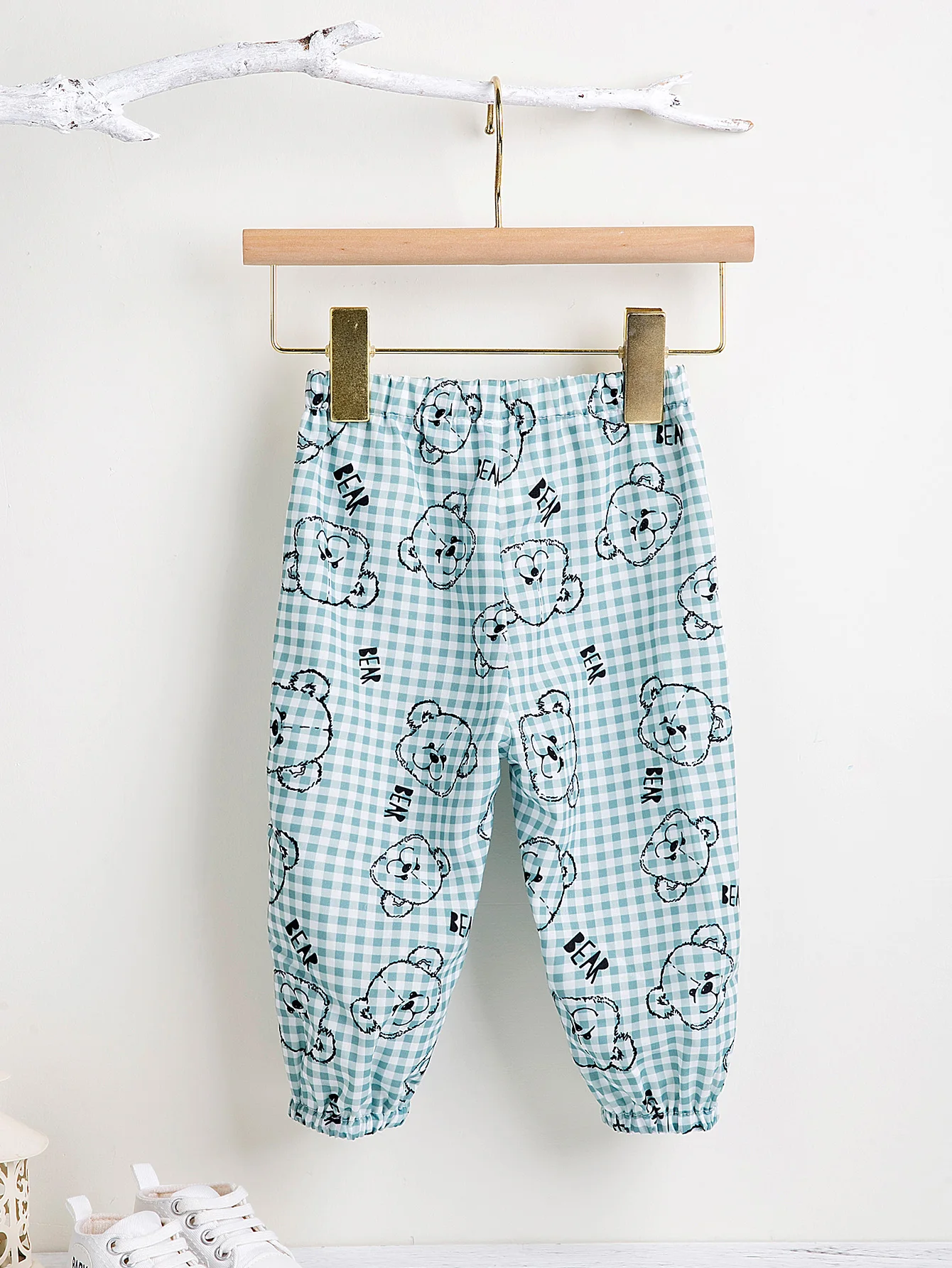 Unisex Baby Spring Summer Anti-Mosquito Long Pants, Bear Print Casual Daily Kids Trousers