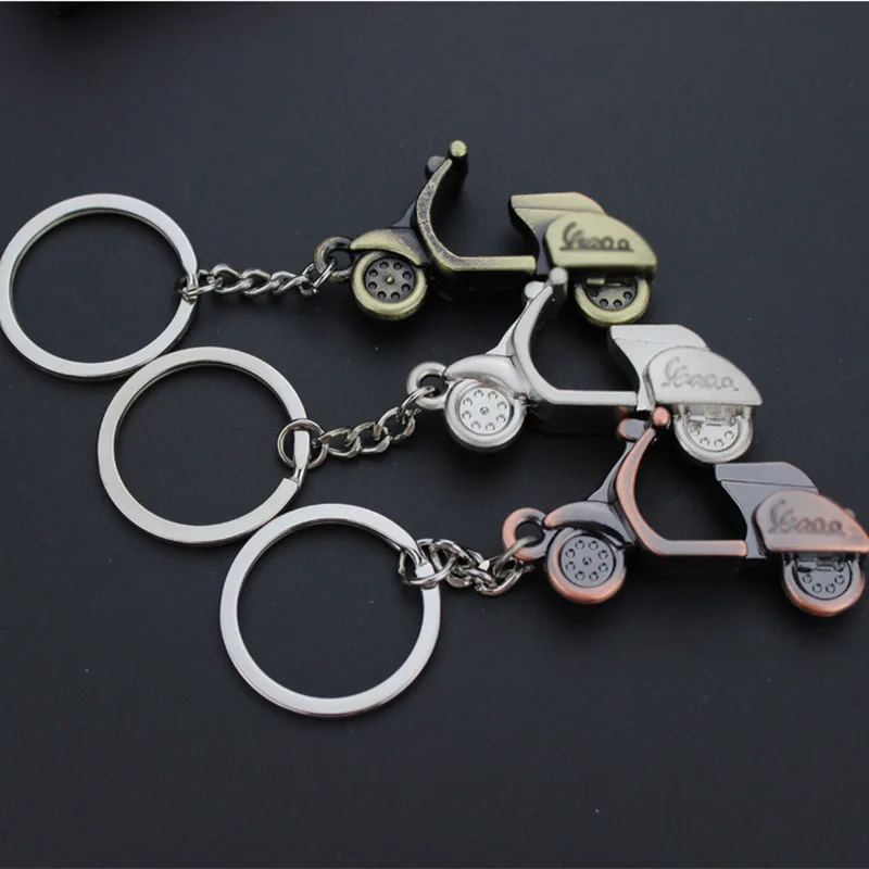 Antique Bronze Plated Scooter 3D Auto Car Charm Keyring Motorcycle Pedal Keychain Personality Motorbike Keyfob