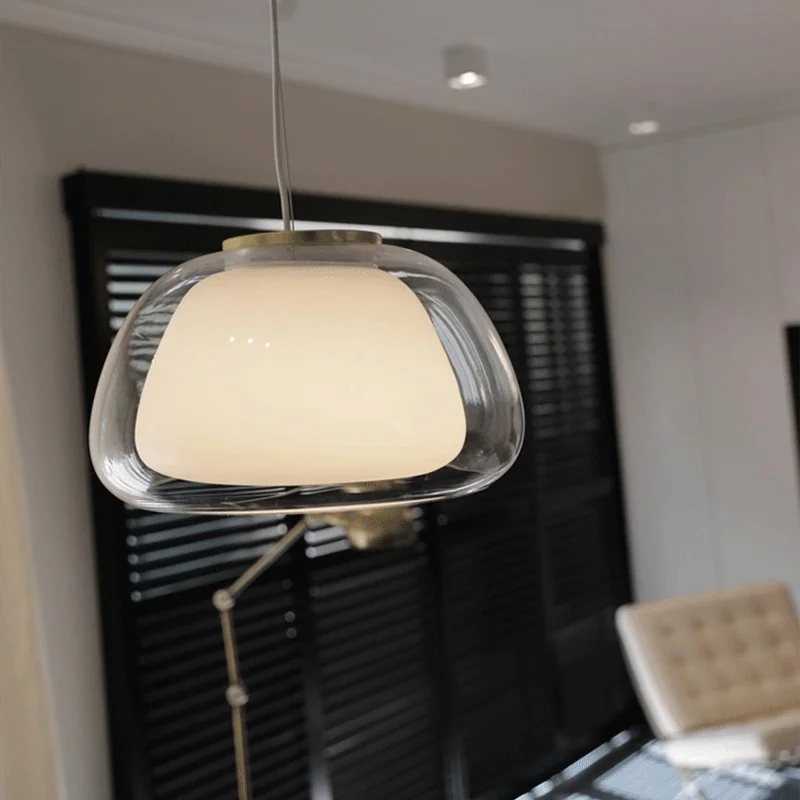 Canteen Kitchen Island Pendant Lamp Modern Simplicity Nordic Bedroom Living Room Lights Danish Jelly Glass INS Style Chandelier