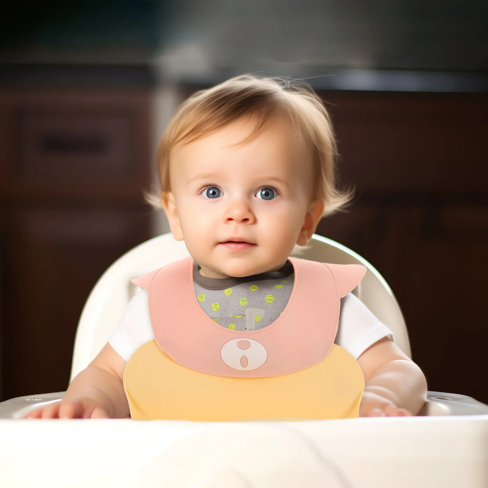

Silicone Baby Bibs for Feeding and Drooling Adjustable Neck Strap Waterproof Easy Clean Soft Lightweight Infant Toddler Feeding