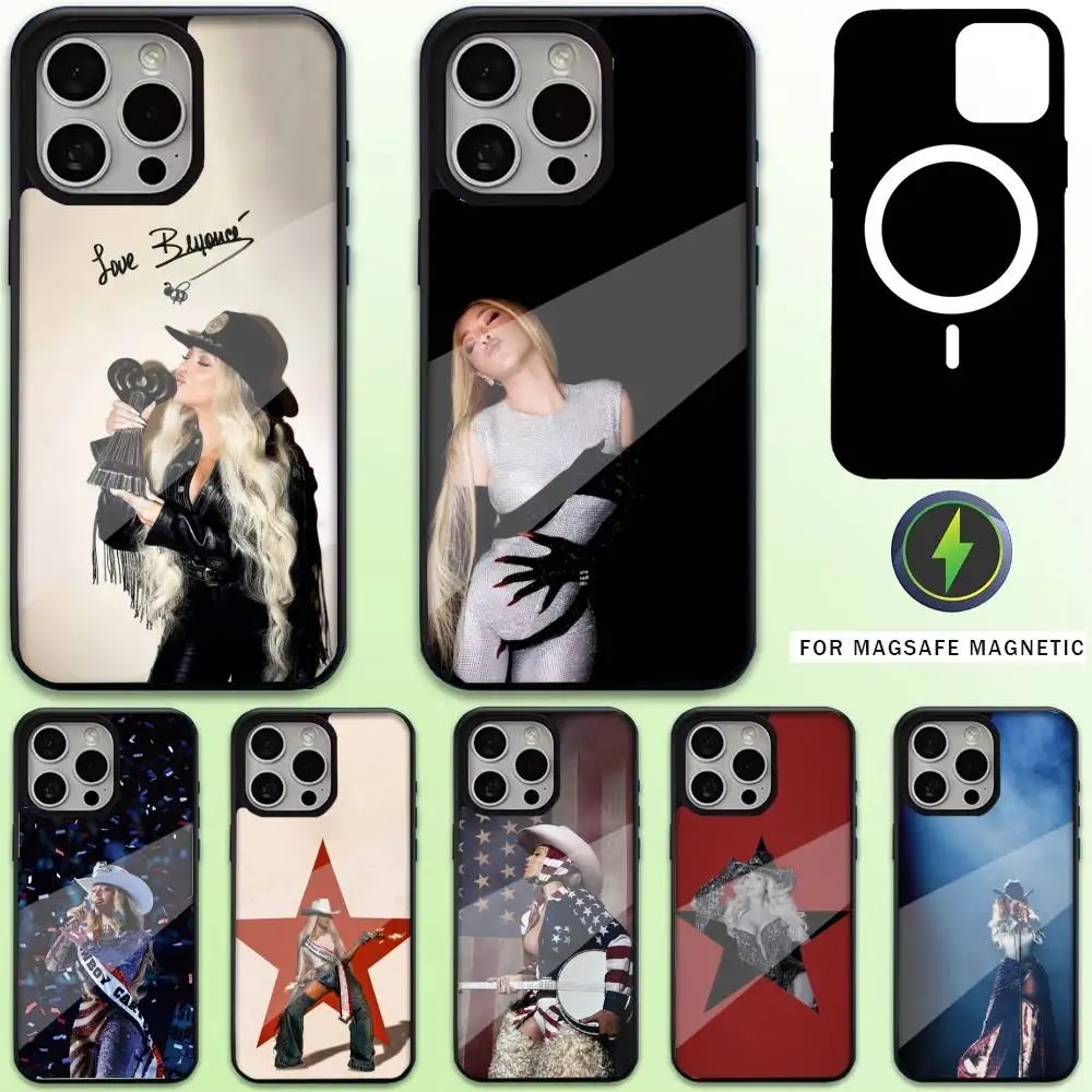 

B-Beyonce Cowboy Singer Phone Case For iPhone17,16,15,14,13,12,11 Plus,Pro Max Magnetic For Magsafe Wireless Charging