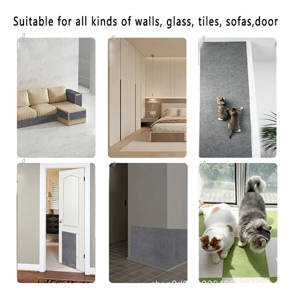 Cat Climbing Wall Mat Cat Scratching Carpet Self-Adhesive Trimmable Cats Scratch Board Anti Cat Scratch Furniture Protection