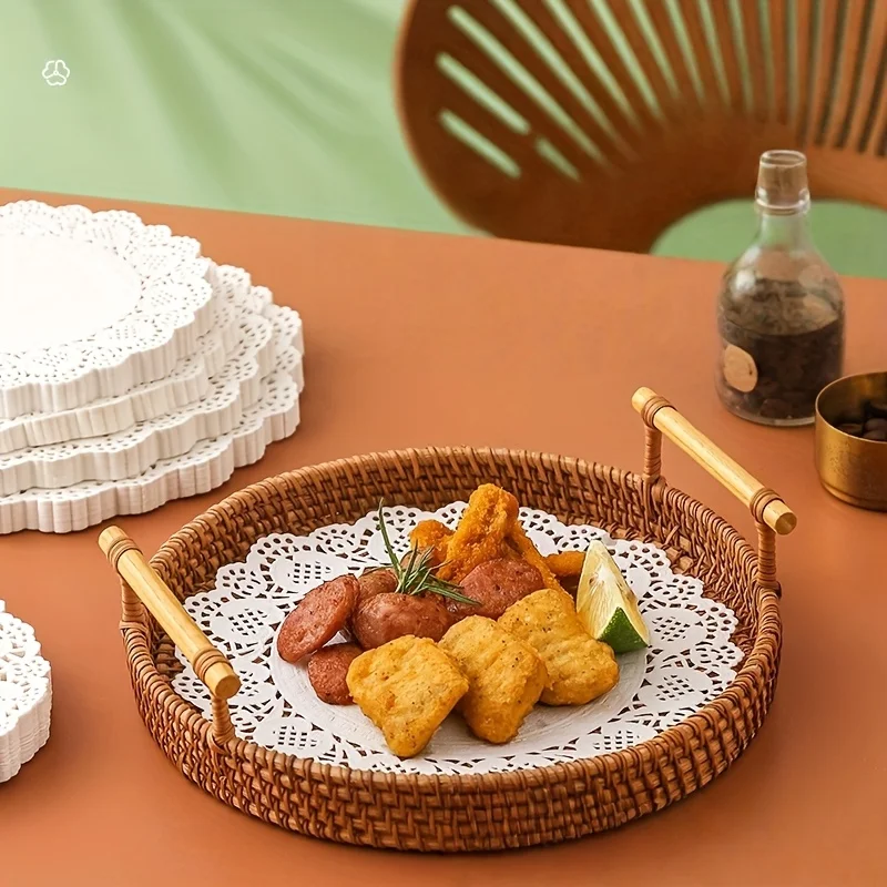 50/100 Stück Tischsets aus Papier mit Spitzenrand, Cupcake-Untersetzer für frittierte Speisen, Desserts, Partys, Hochzeiten, Tischdekoration, Küchen-Backutensilien – Detail 12
