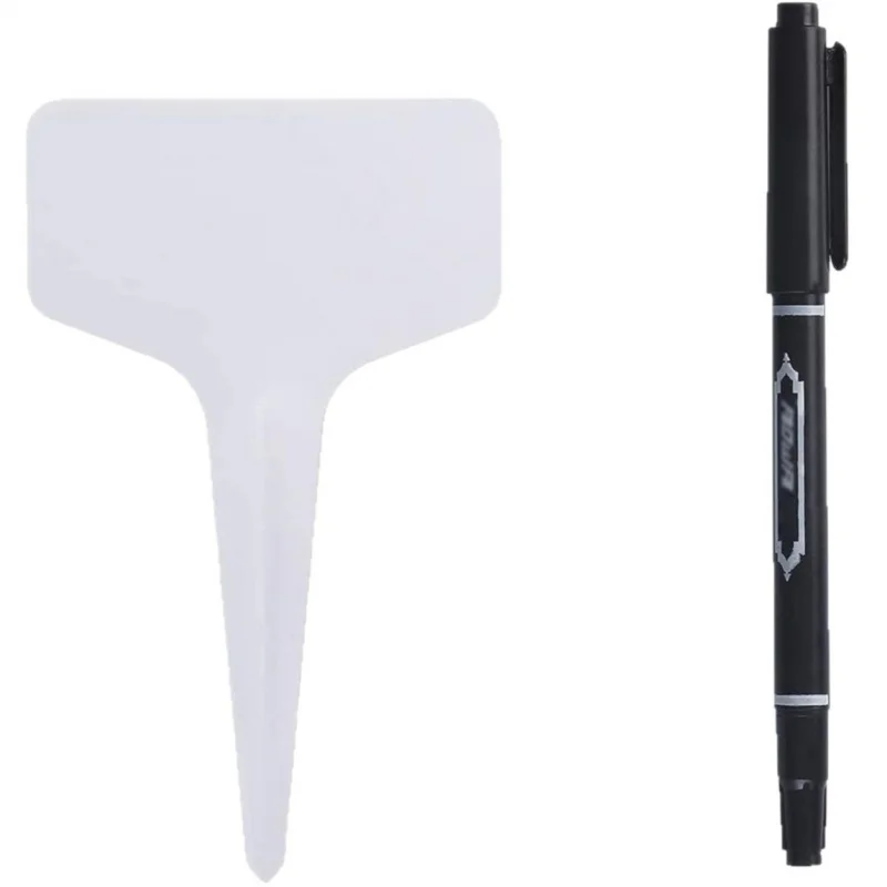 【60 Pcs PVC Plant Labels】with Marker Pen, Waterproof Garden Markers for Seedlings, Succulents, Herbs - T-Shape Design
