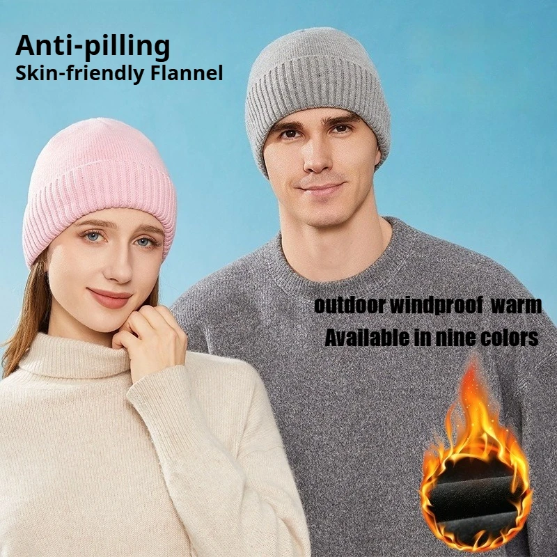 Classic Ribbed Knit Beanie Hat for Men Women Cuffed Winter Skull Cap Warm Soft Stretch Knitted Hat Daily Outdoor Casual Headwear