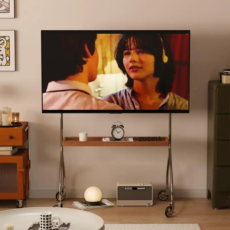 Antyczny brązowy mobilny stojak pod telewizor do montażu na podłodze i szafka na projektor