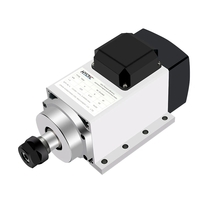 Hycnc1.5 Kw Air Cooled Spindle 8.2a 220v/380v Er20 High Speed 6000 Rpm 2um Constant Power Motor Engraving Soft Metals in Stock