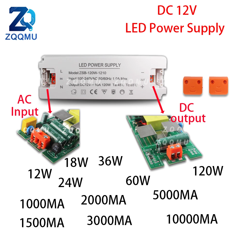 LED Transformer DC 12V Constant Voltage Power Supply Adapter 12W 18W 24W 36W 60W 120W Slim M67K Driver For LED Strip Light Lamp