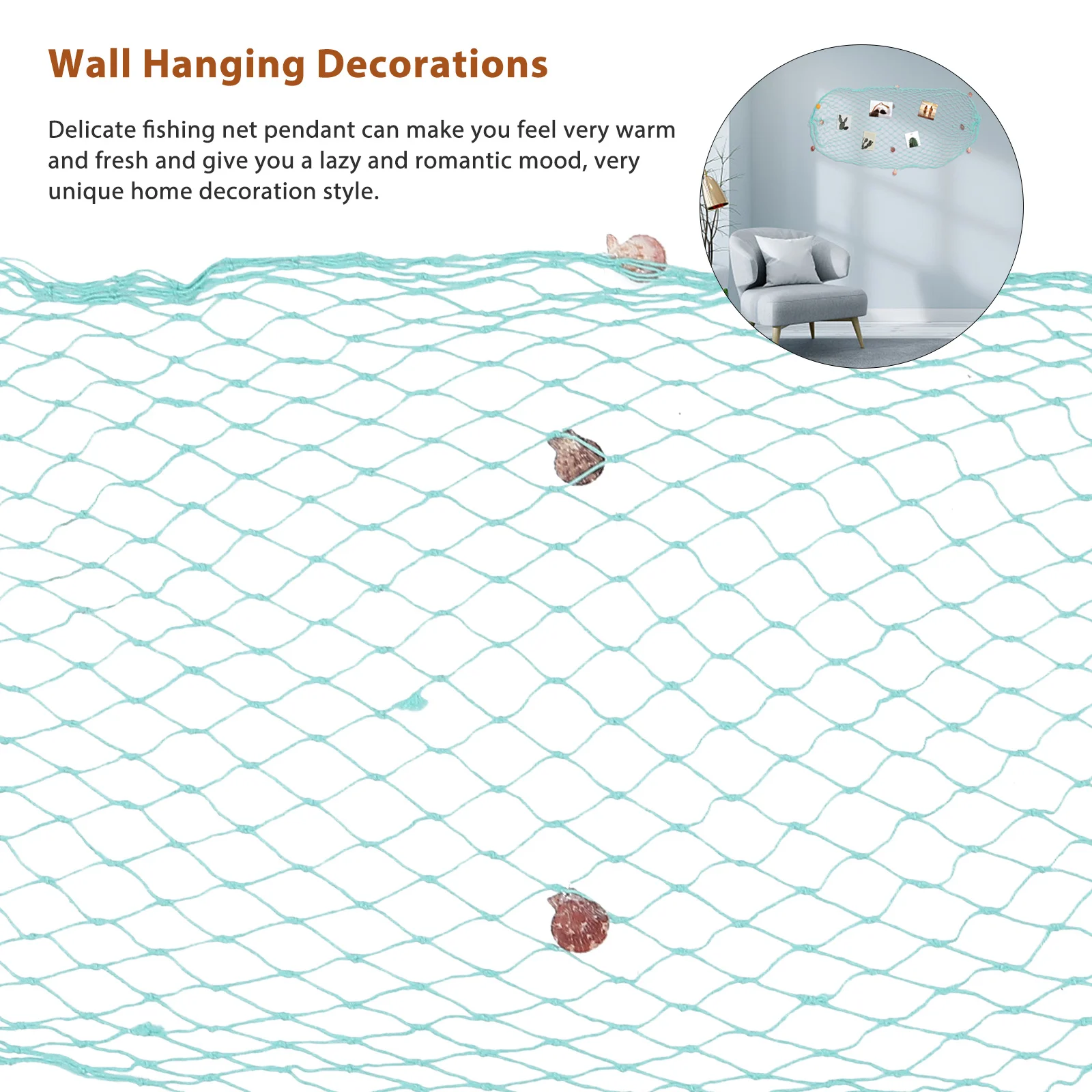 

Fishing Net Wall Decor Mediterranean Style Cotton Rope Pendant For Home Office Bedroom Coastal Theme Decor Nautical Photos