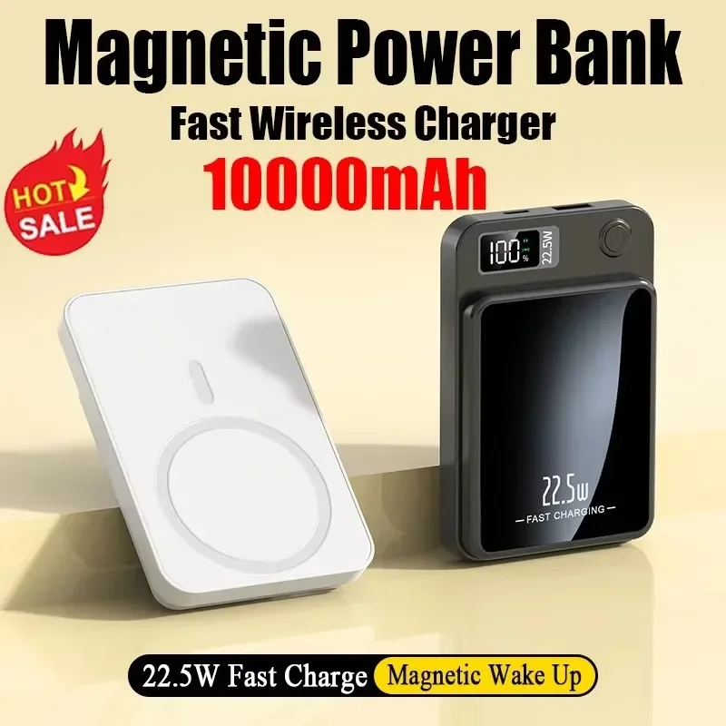 New 10000mAh Portable Magnetic Power Bank 22.5W Fast Wireless Charger for Iphone 14 15 16 Pro Max Macsafe  External Battery Pack