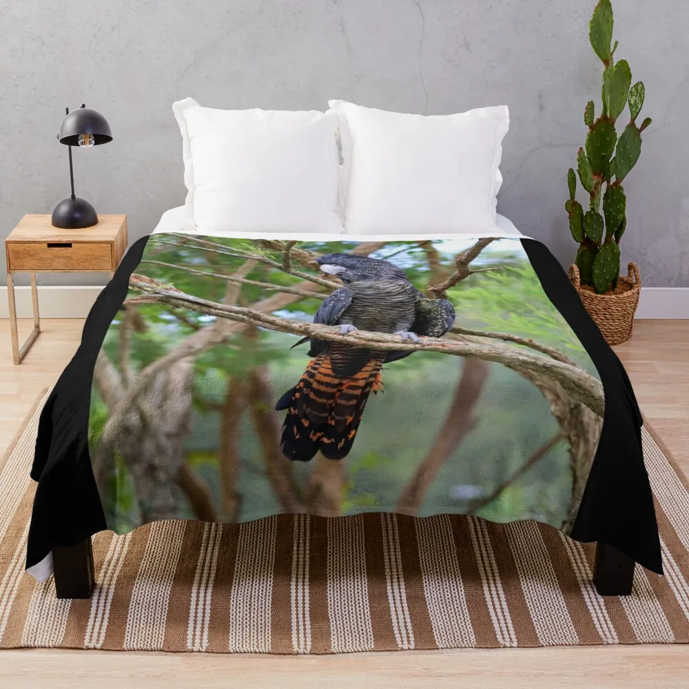 Red-Tailed Black Cockatoo Throw Blanket christmas gifts Decorative Sofas Flannels Blankets