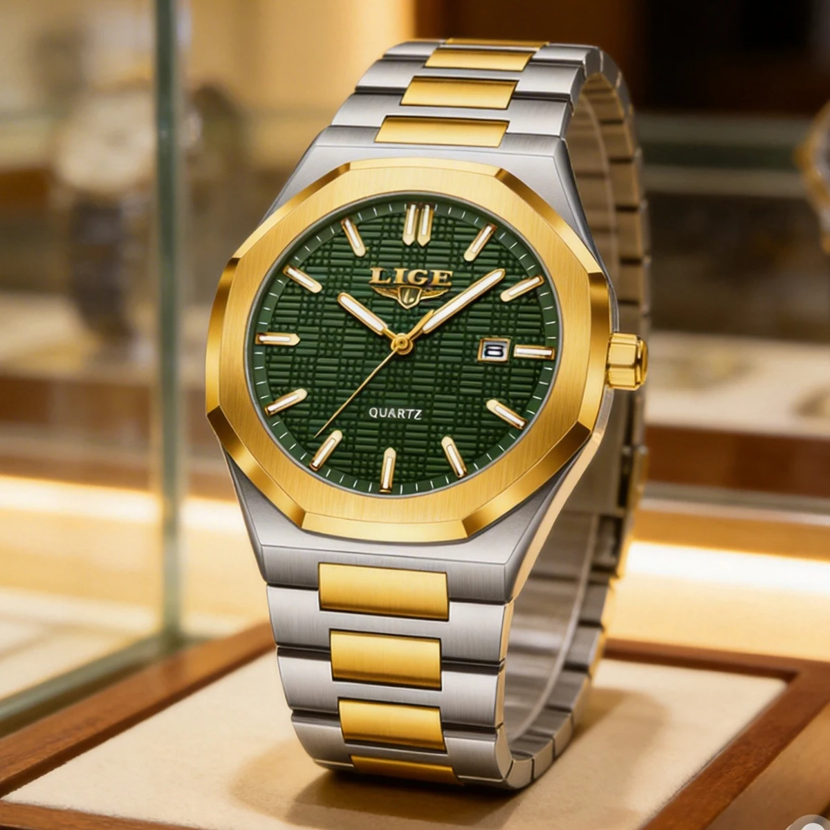 

LIGE Square Luxury Men Wristwatch Waterproof Luminous Date Stainless Steel Male Clock Business Sports Quartz Watches For Men