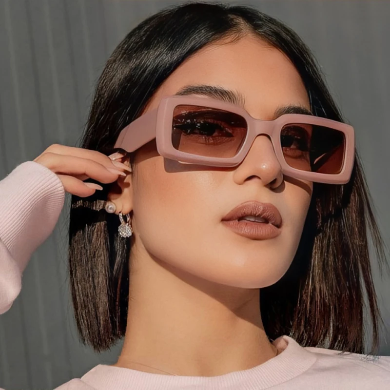 Neue Vintage-Rechteck-Sonnenbrille für Damen und Herren, quadratischer PC-Rahmen, Sonnenbrille für Damen, Retro-Sonnenbrille, modische Sonnenbrille für Herren