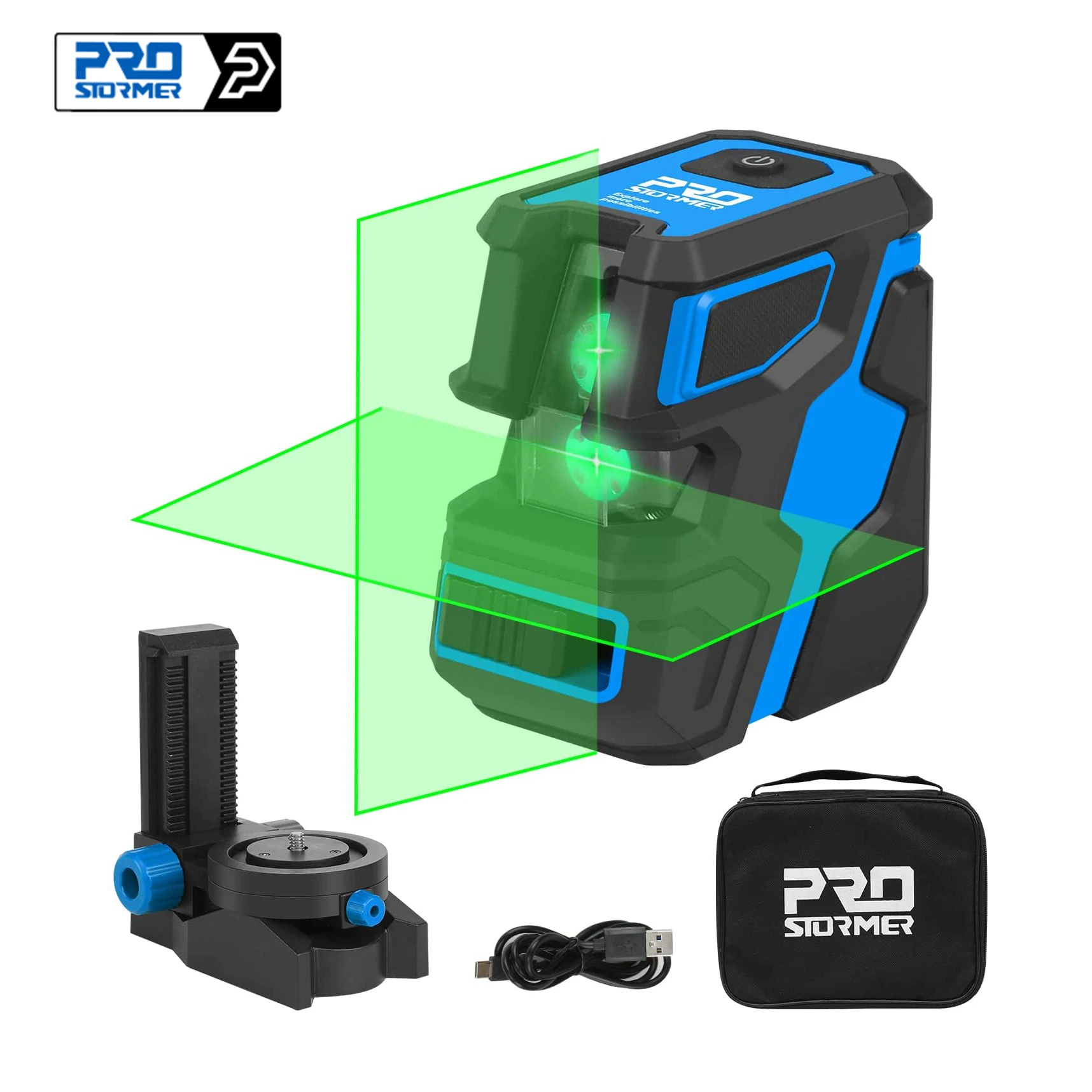 Laser Level Self-Leveling Horizontal and Vertical Cross Line Laser Tool with Rechargeable Battery Magnetic Stand PROSTORMER