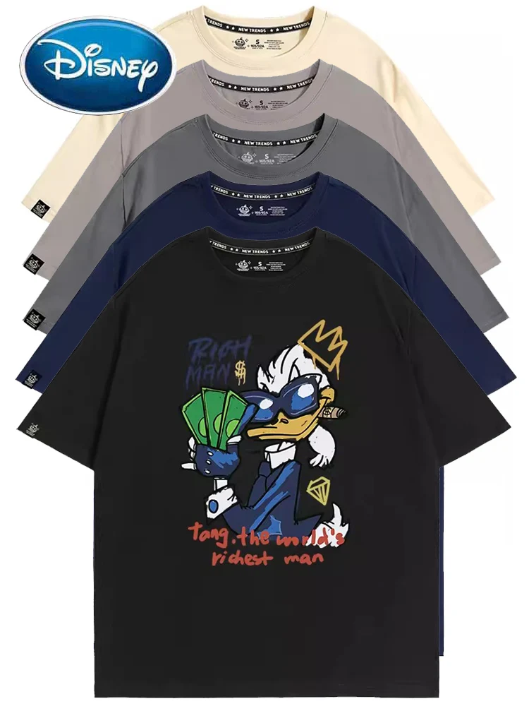 

Disney T-Shirt Fashion Donald Duck Letter Cartoon Print Harajuku Unisex Couple Women O-Neck Tee Top 10 Colors Femme Streetwear