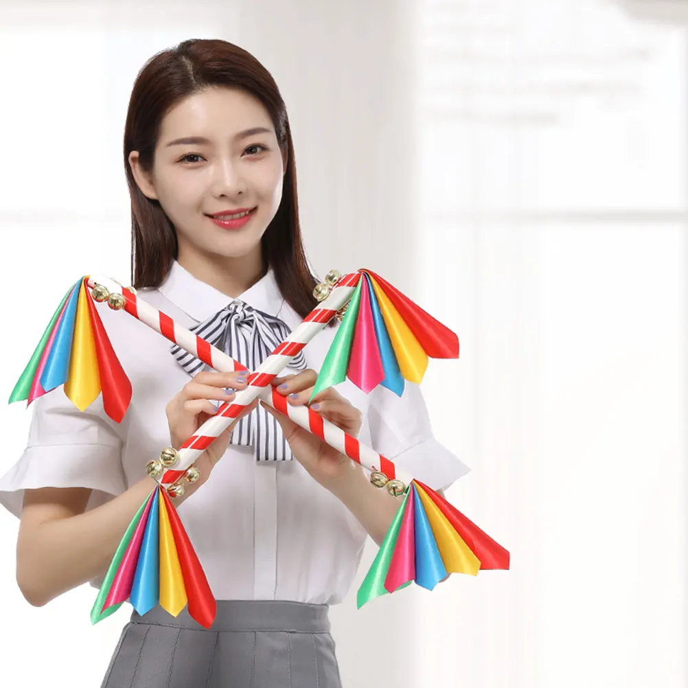 

2 Pcs Flower Stick Bell Performance Accessory Rattle Party Property Tool Performing Stage Decorate Festival Fans Cheerleading