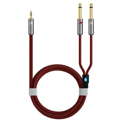 Stereo 3.5mm to Dual 6.35mm Jack 1/4'' TS Mono Male Audio Cable for Phone Laptop Mixer Console Amplifier Speaker Shielded Cords