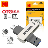 Original Kodak Type C Pendrive USB3.2 Metal USB Flash Drive 128GB 64GB 32GB HDD 2 in 1 U-disk for Keys Smartphone Laptop Desktop