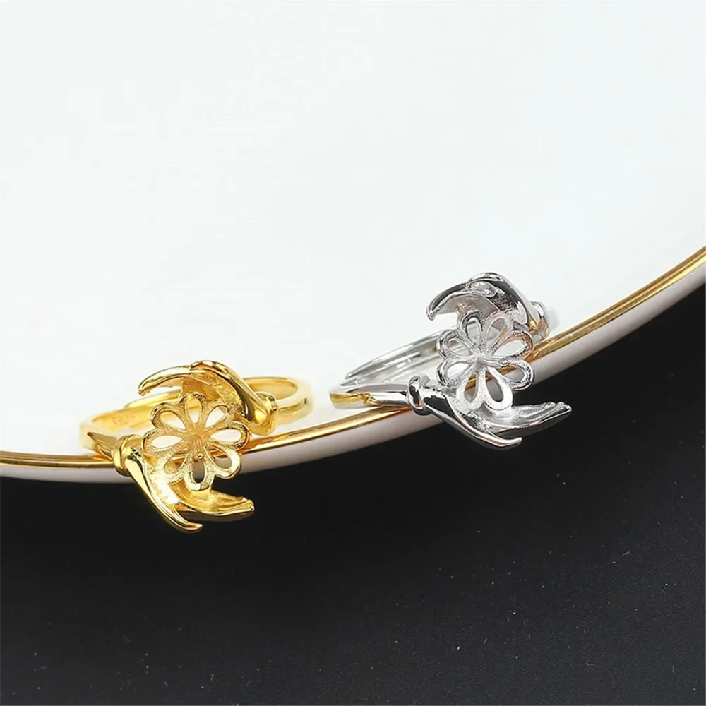 Solid S925 Sterling Silver Pearl Ring Settings Findings & Accessories  for Jewelry Making Bulk Wholesale Craft Supplies No Pearl