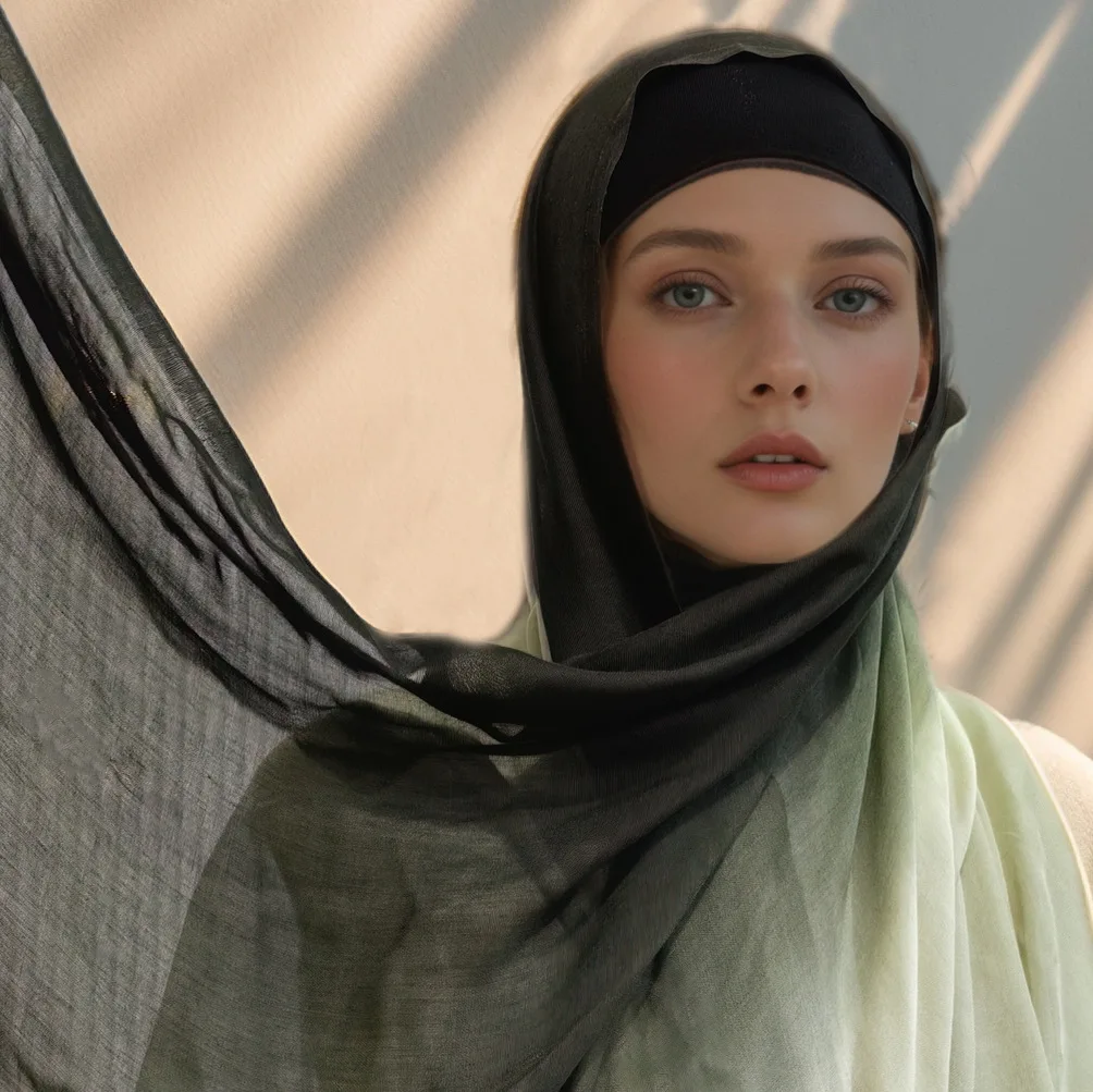 موضة كبيرة الحجم التدرج الحجاب المرأة المسلمة وشاح طويل شالات التفاف عمامة عصابات عقال الإسلامية Turbante 190*110 سنتيمتر