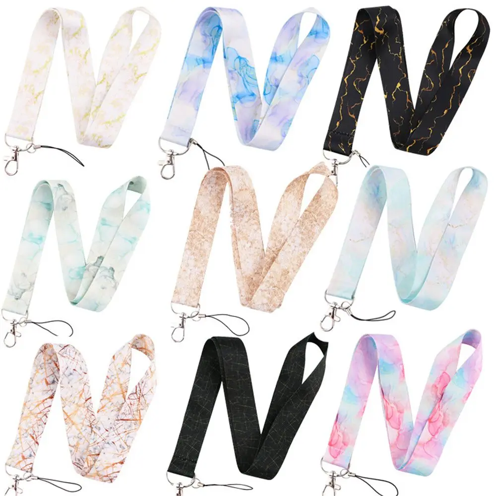 Marble Printing Neck Strap Keychain Lanyard For Keys Women ID Badge Holder Keycord DIY Hanging Rope Cell Phone Accessories