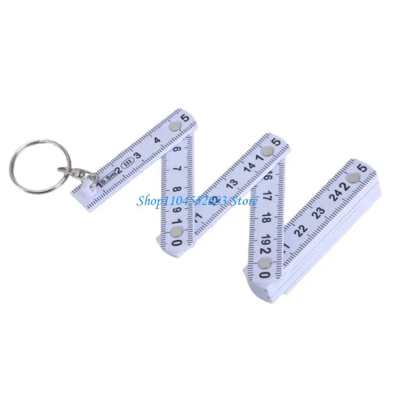 Y6GD 10 Fold Plastic Ruler Keychain Multipurpose Folding Ruler Keyring Student Measuring Tool for Easy  Measurements