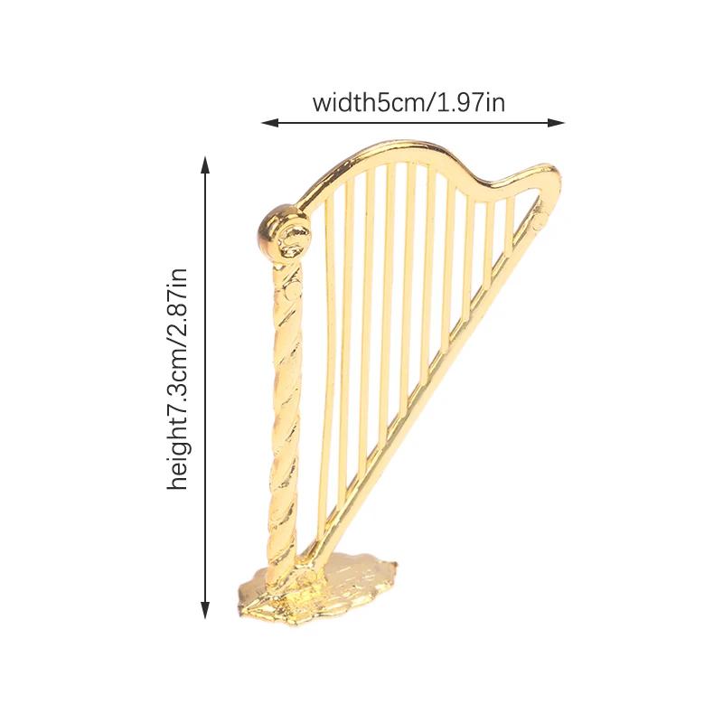 1Pc Poppenhuis Miniatuur Harp Model Muziekinstrument Voor Poppenhuis Bar Decor Accessoires Kids Pretend Play Speelgoed