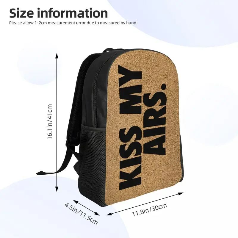 Personalizado 3D Print Kiss My Airs Mochila, mochila, sacos de viagem para meninas, meninos, mulheres, homens, Bookbag, Fits 15 "Laptop