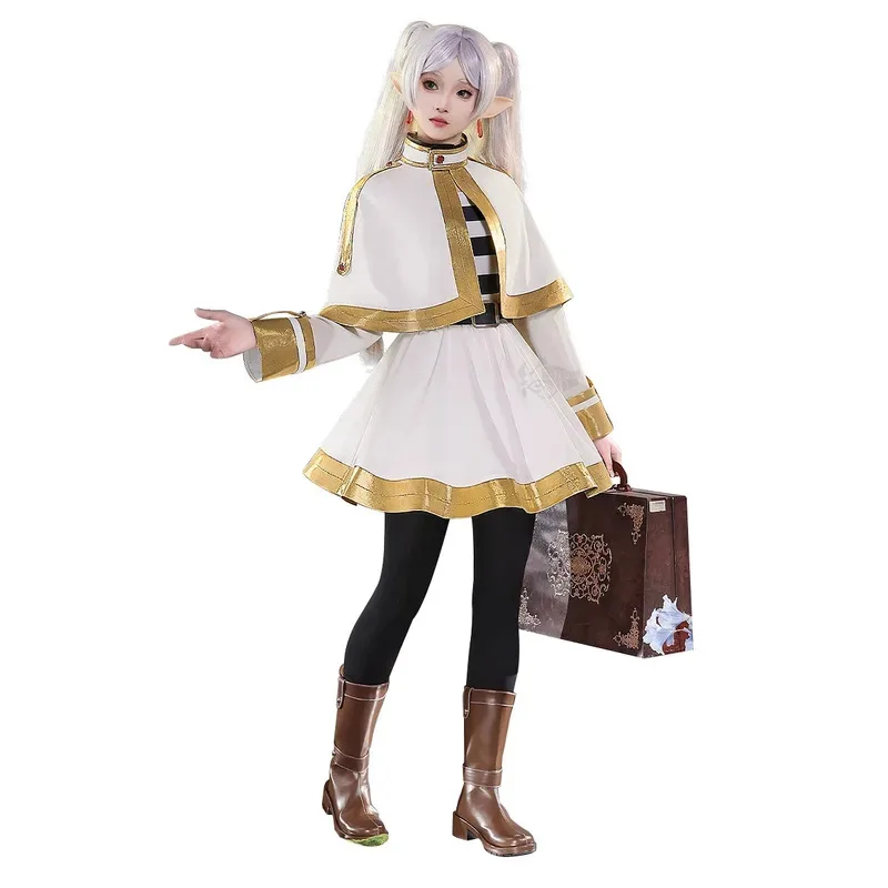 

Anime Sousou No Frieren Cosplay Costume Women Retro Magician Dress With Cape Elf Ear Socks Halloween Carnival Performese Clothes