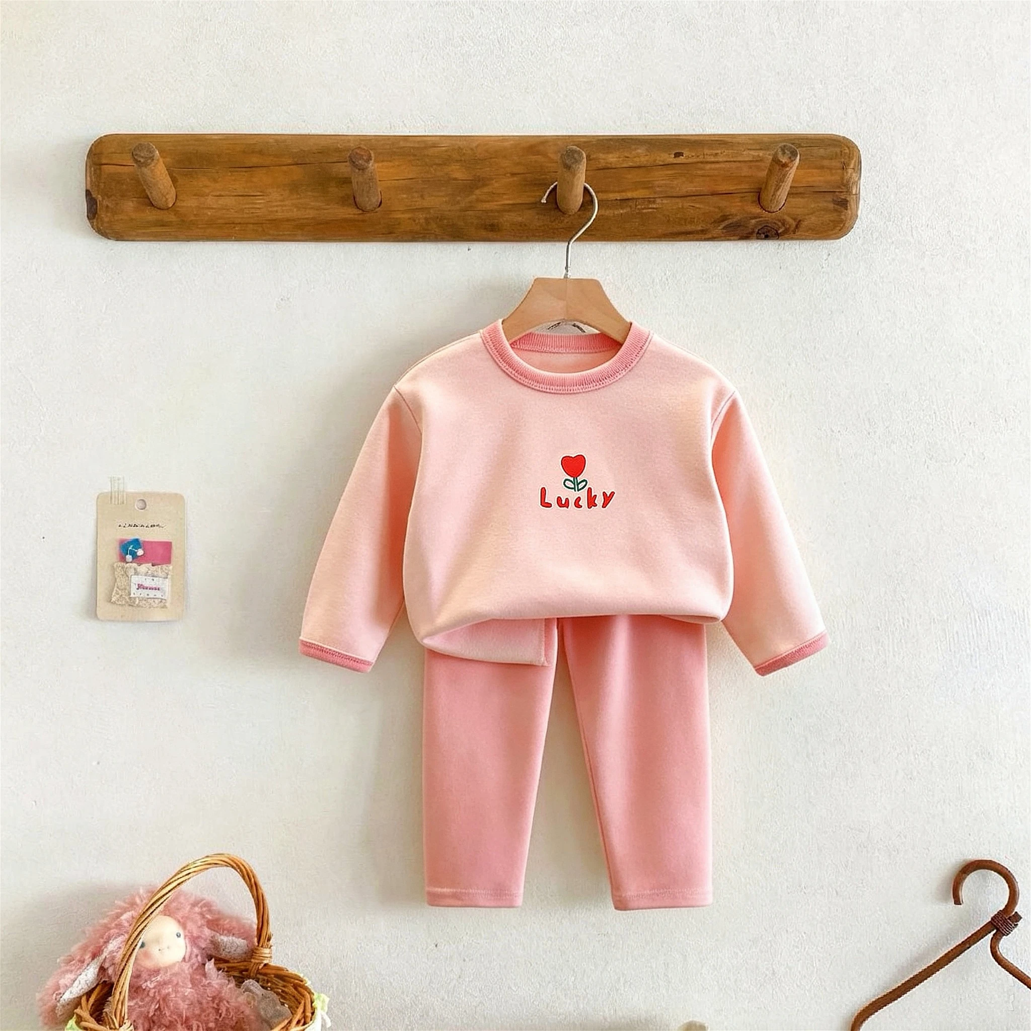 Kinderkleidung für 1-6 Jahre, Langarm-Anzug, einfaches, bequemes Unterwäsche-Set für Kleinkinder, Hauskleidung, Herbst-Pyjama-Set, 2-teiliges Set für Kinder – Detail 4