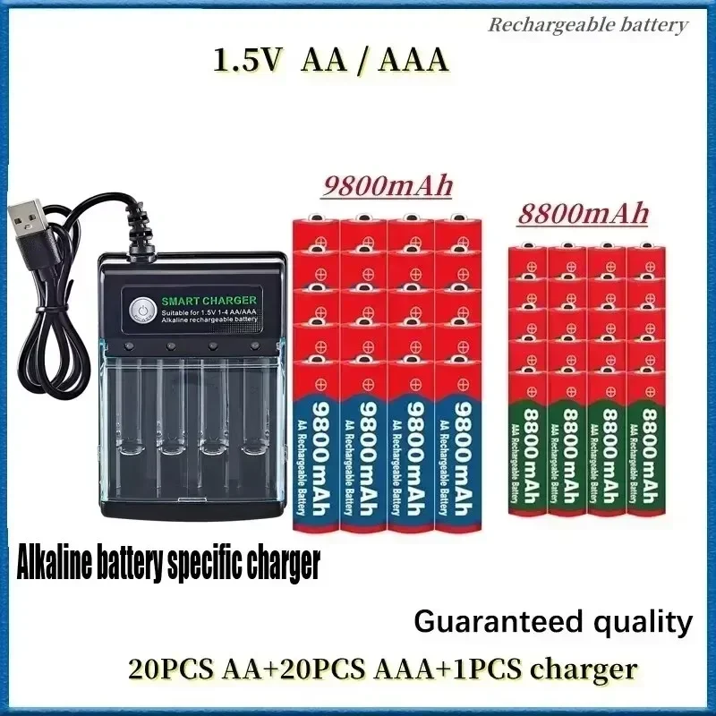 NEW 1.5V AA9800mAh+AAA8800mAh+USBcharger 1.5V, Rechargeable Nickel Hydrogen Battery, Used for Electronic Toys,  Camera Batteries