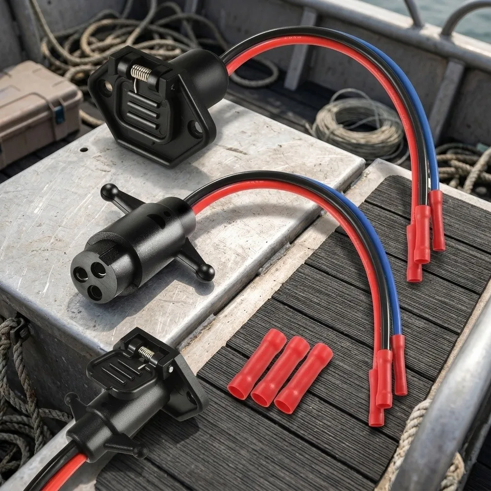 Keyed For Trolling Motor Socket for Secure 3-Wire Connection with Audible Click and Flame Retardant Material Housing
